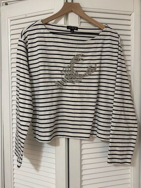 J.Crew Beaded Lobster Striped Tee